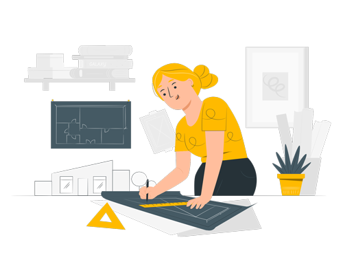 Architect reviewing cost plans for a construction project